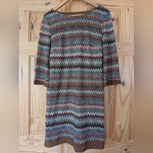Studio One New York Brown Multicolor Knit Dress Size 8
